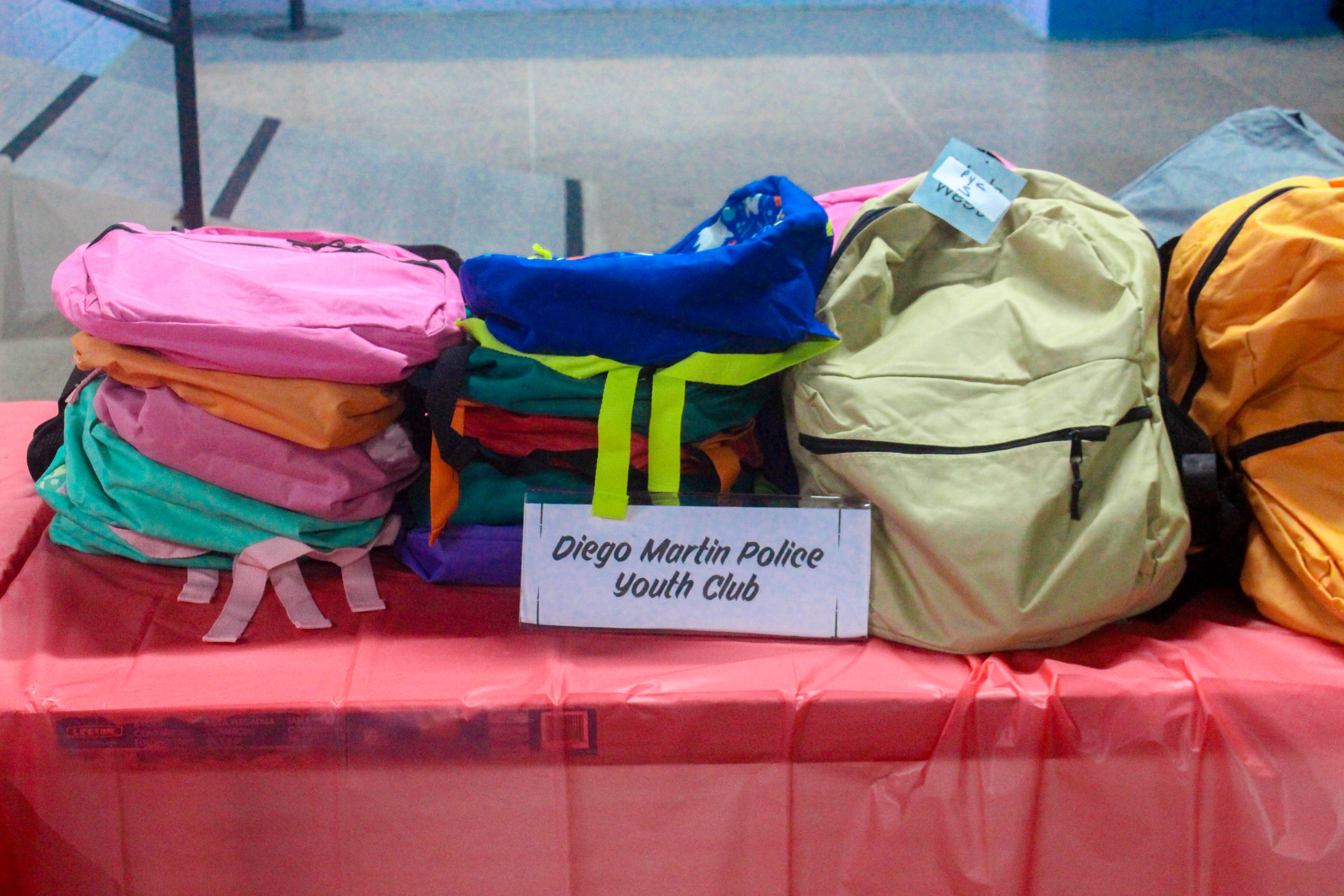 Backpacks and school supplies prepared for distribution